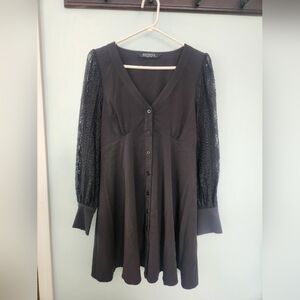 Covenant Lace Sleeve Button Up Mini Dress Disturbia
